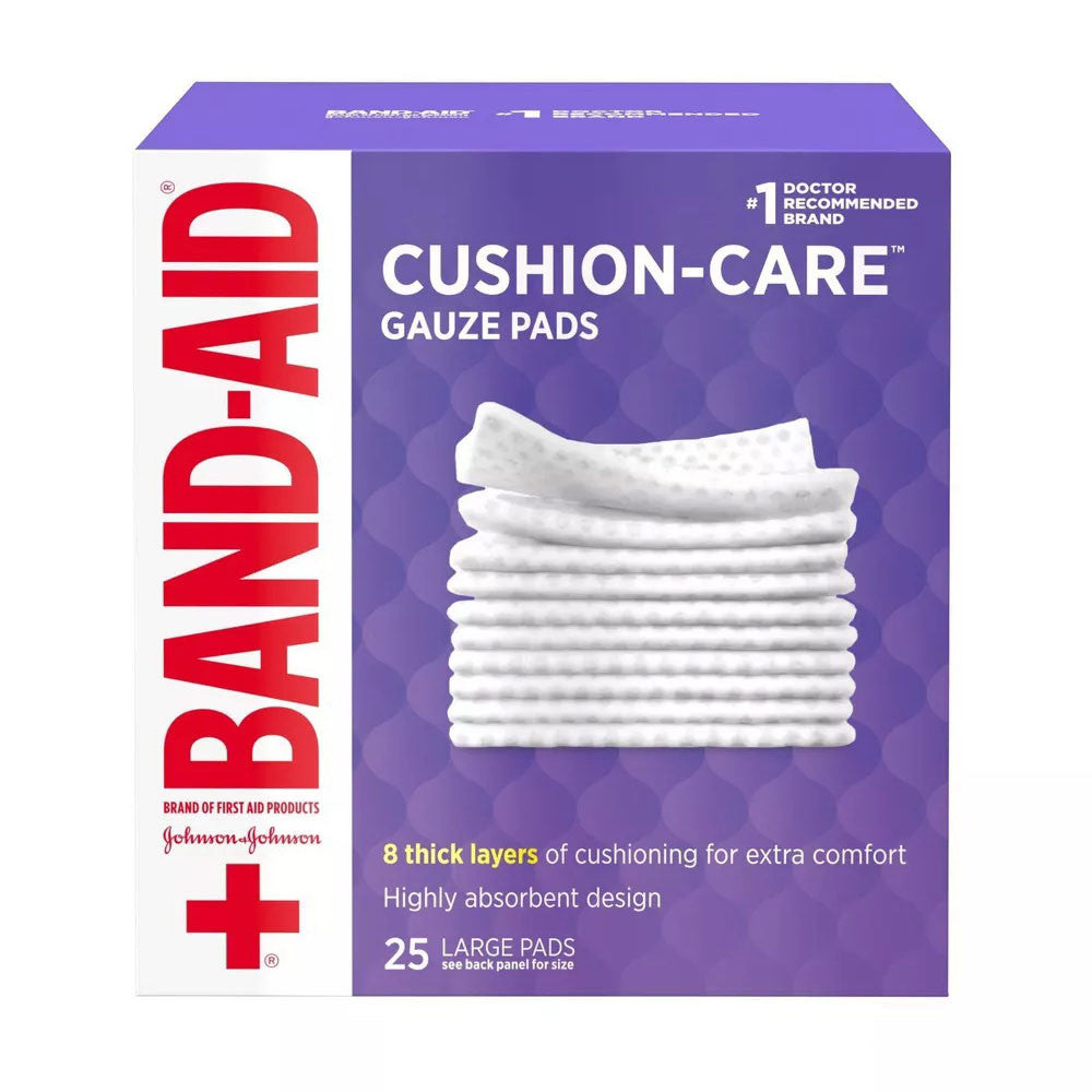 Band Aid First Aid Gauze Pads, Large, 4 Inch X 4 Inch, 25 Ea